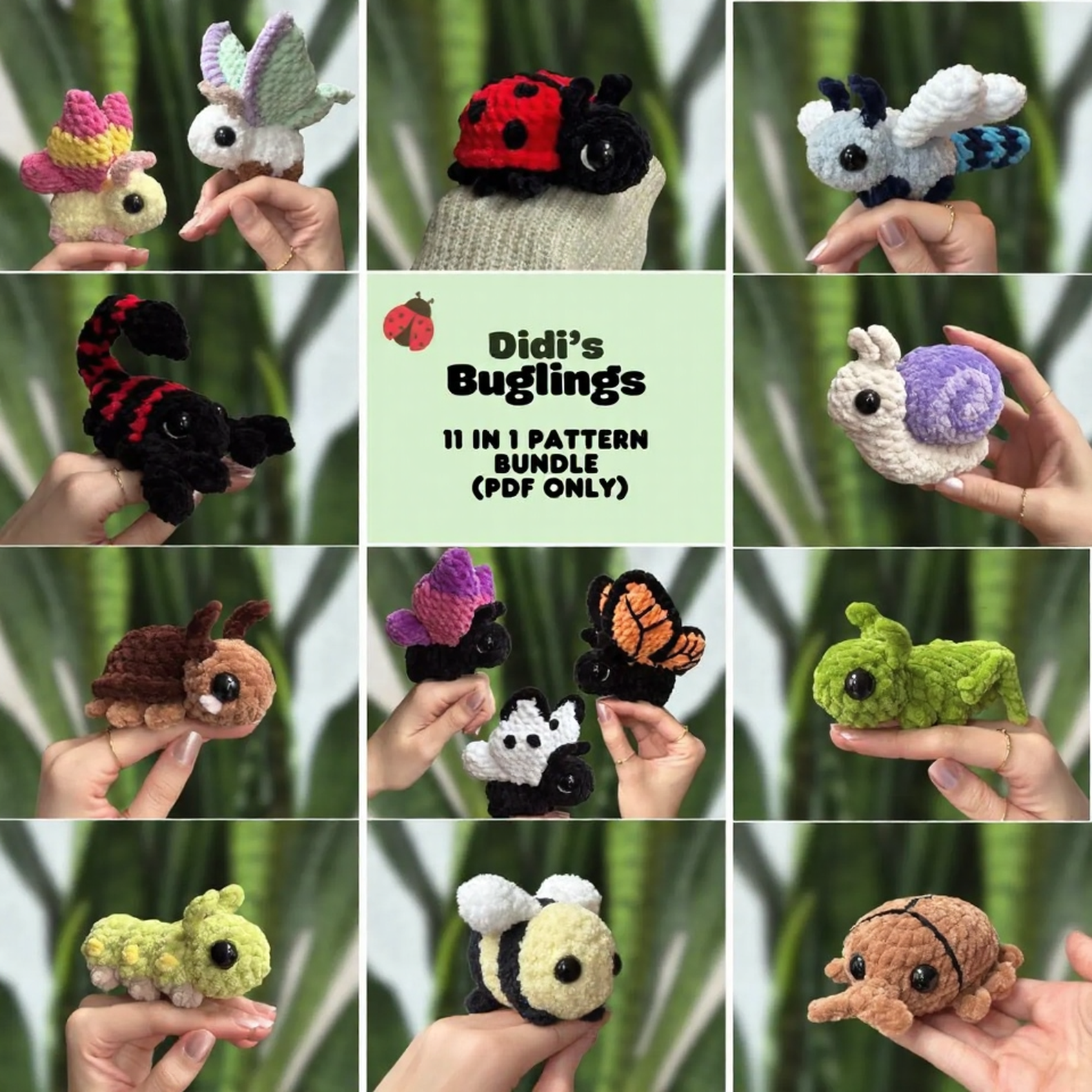 11-in-1 Buglings Crochet Pattern Bundle – Beginner-Friendly Amigurumi Bug Patterns (Digital PDF)