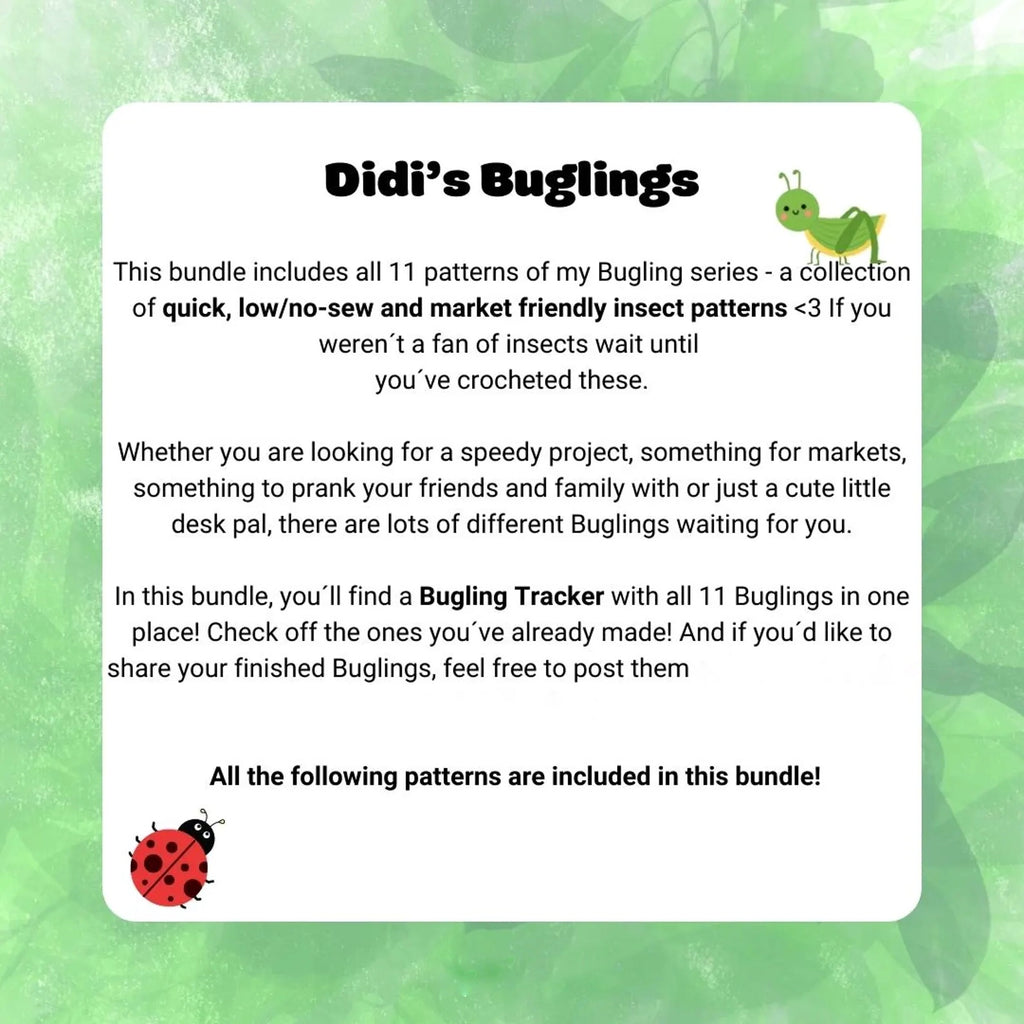 11-in-1 Buglings Crochet Pattern Bundle – Beginner-Friendly Amigurumi Bug Patterns (Digital PDF)