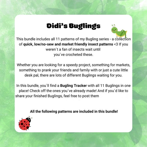 11-in-1 Buglings Crochet Pattern Bundle – Beginner-Friendly Amigurumi Bug Patterns (Digital PDF)