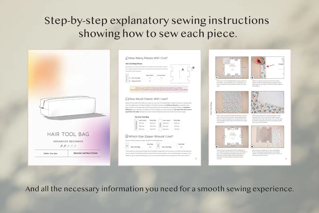 Hair Tool Bag PDF Sewing Pattern — Quilted Travel Case (Fits Dyson Airwrap) + Video