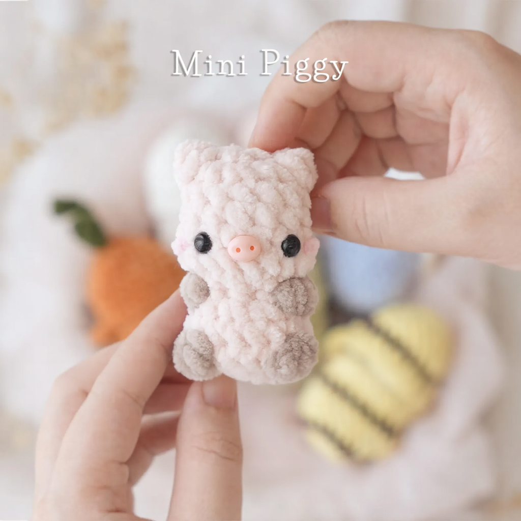 Mini animals, hatching animals, no sew amigurumi crochet patterns bunny, panda, bear, chicken, cat, dog, pig