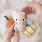Mini animals, hatching animals, no sew amigurumi crochet patterns bunny, panda, bear, chicken, cat, dog, pig