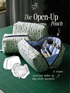 Open-Up Pouch PDF Sewing Pattern — Quilted Makeup Bag in 3 Sizes