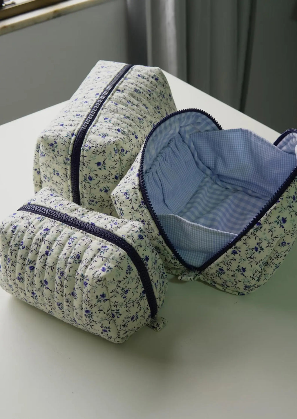 Open-Up Pouch PDF Sewing Pattern — Quilted Makeup Bag in 3 Sizes