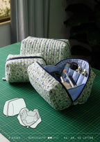 Open-Up Pouch PDF Sewing Pattern — Quilted Makeup Bag in 3 Sizes