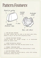 Open-Up Pouch PDF Sewing Pattern — Quilted Makeup Bag in 3 Sizes