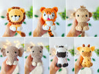 14-in-1 No-Sew Safari Amigurumi Crochet Pattern PDF | 14 Animal Plush Bundle