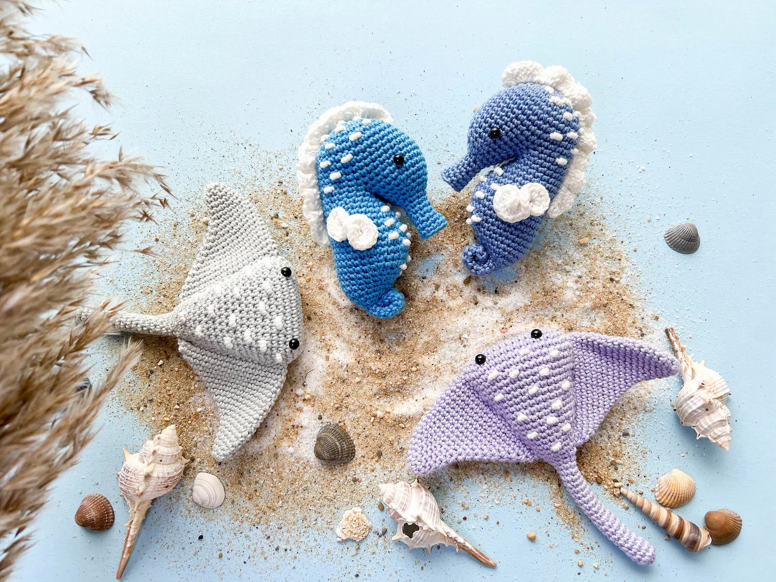 Crochet Sea Animals Pattern Bundle — Seahorse, Jellyfish, Beluga & More (PDF, English & French)