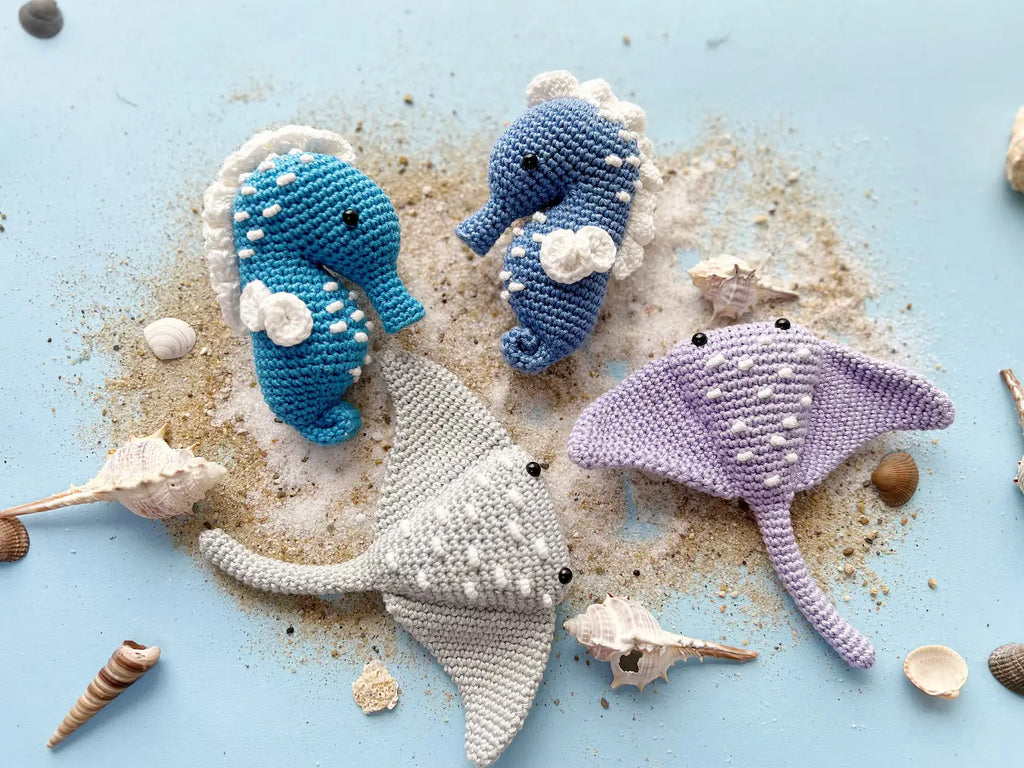 Crochet Sea Animals Pattern Bundle — Seahorse, Jellyfish, Beluga & More (PDF, English & French)