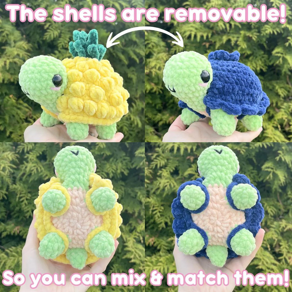 15-in-1 Turtle Crochet Pattern — One Body, 15 Removable Shells (PDF + Video)