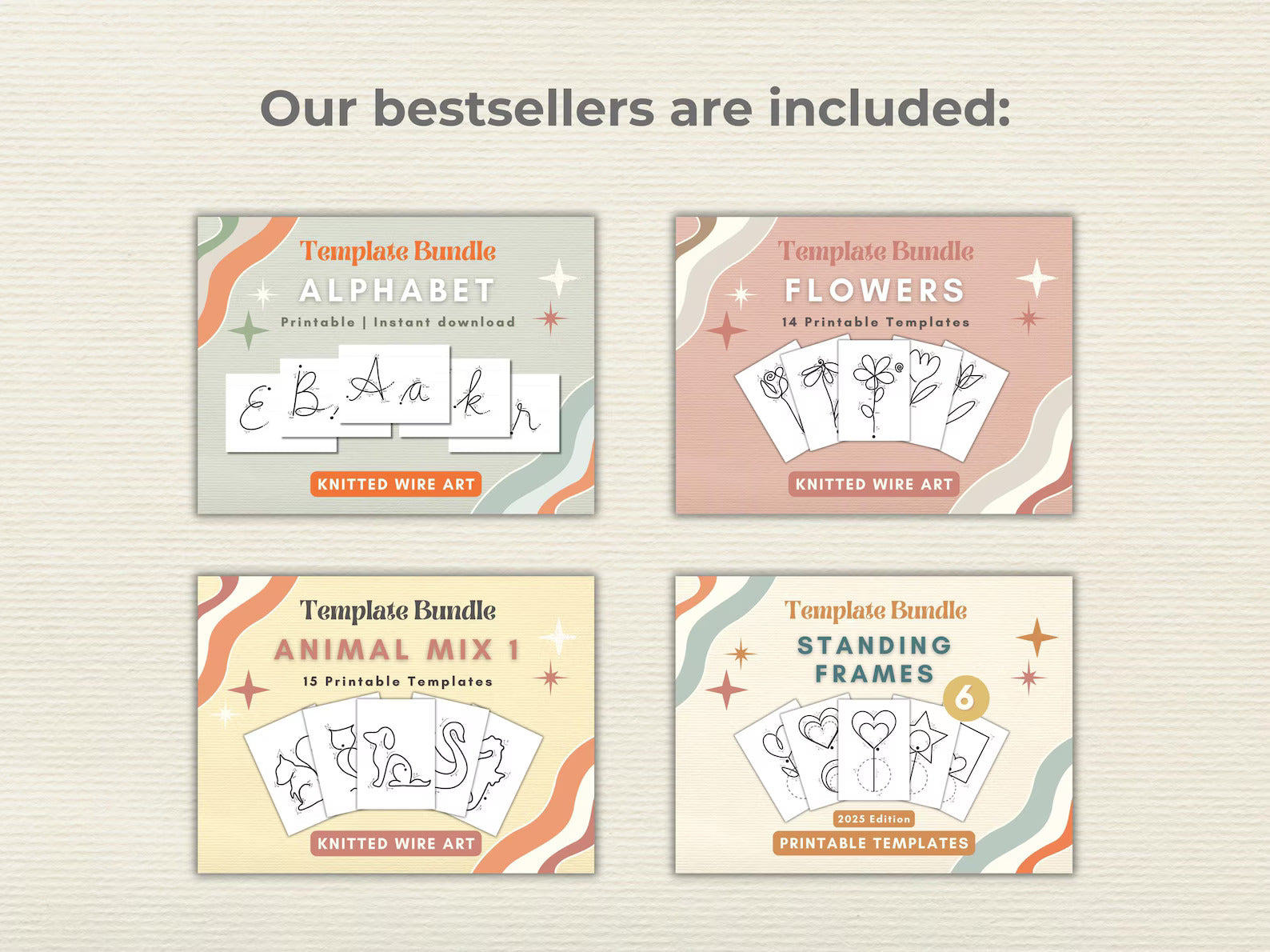 Wire Art Template Bundle | Knitted Wire + Wire Wrap + Tricotin I-Cord Patterns | Flower & Wire Name Templates