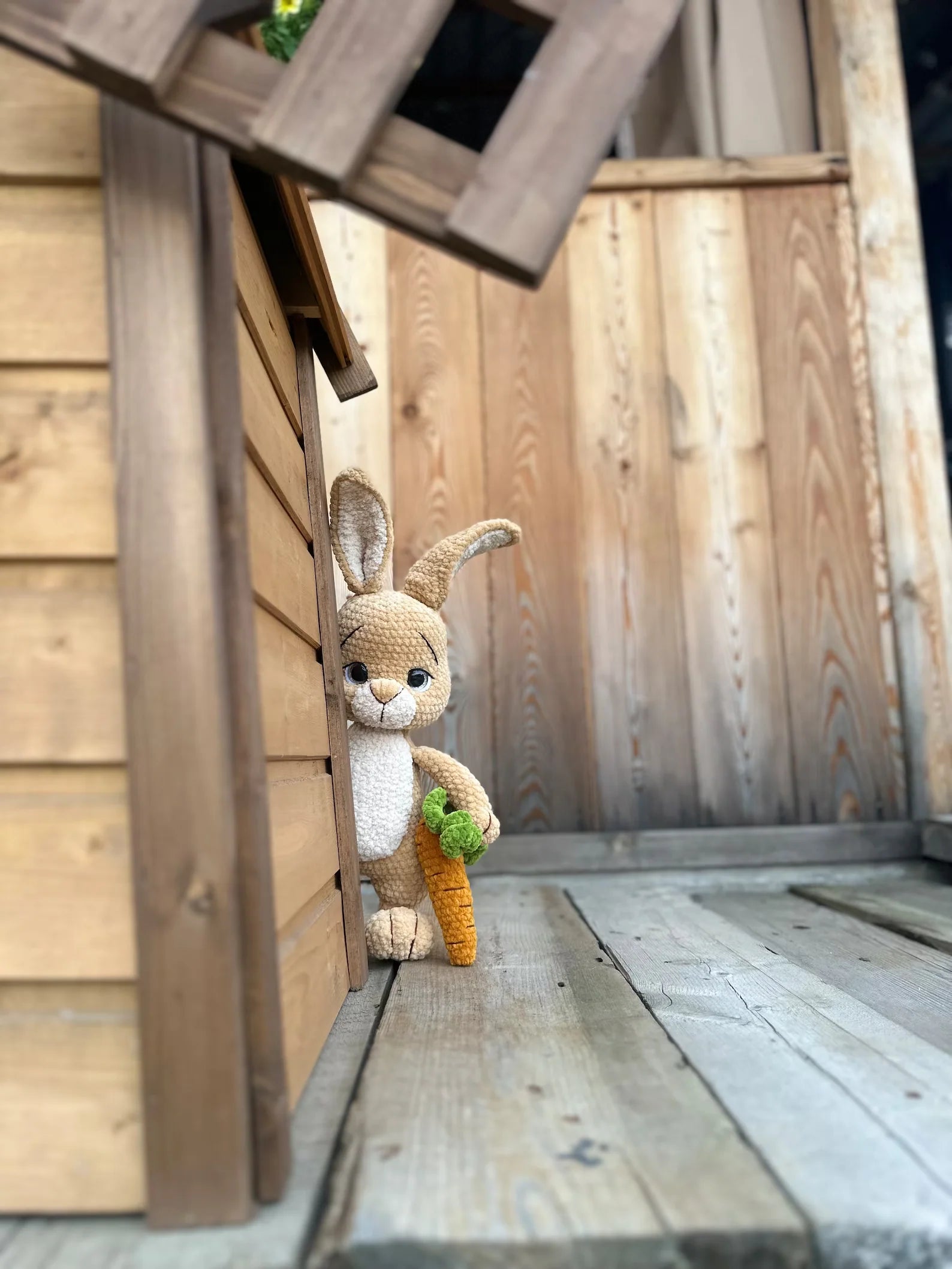 Amigurumi Bunny Crochet Pattern PDF – Large Plush Rabbit Toy with Jacket & Carrot (32cm)