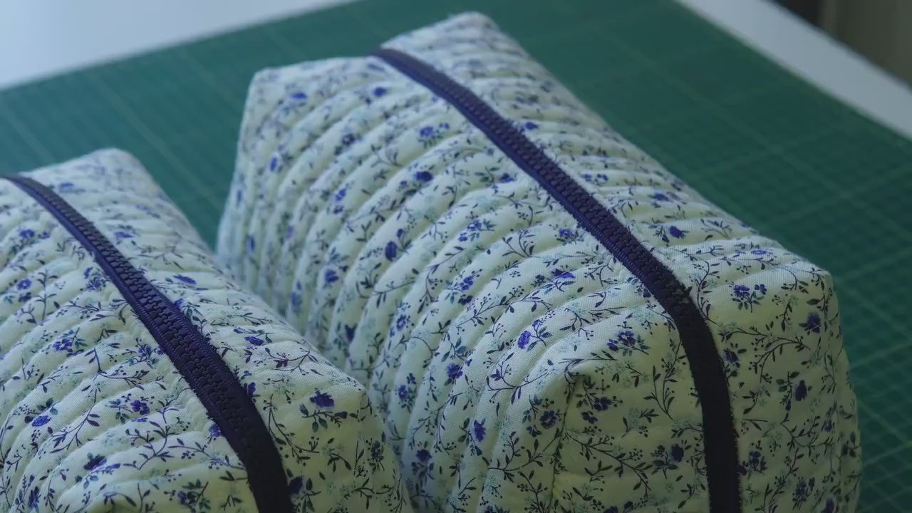 Open-Up Pouch PDF Sewing Pattern — Quilted Makeup Bag in 3 Sizes